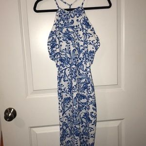 Blue and white dress
